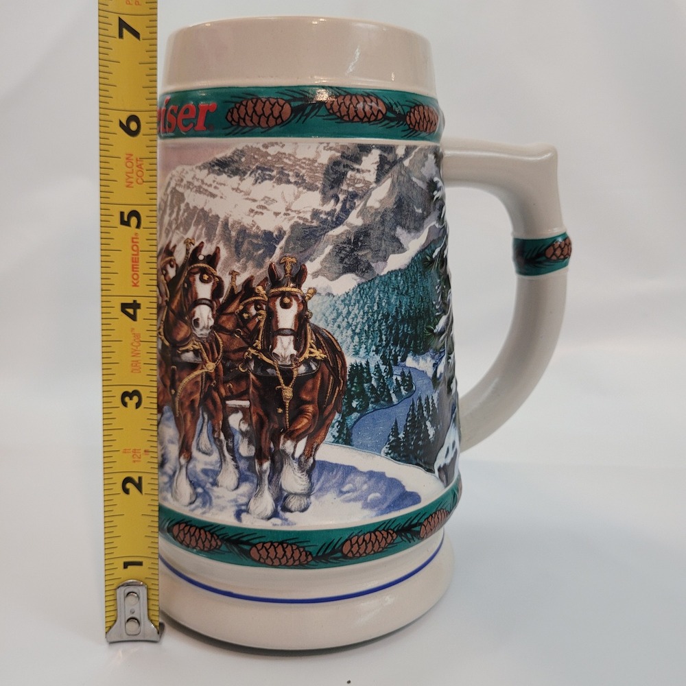 Budweiser Holiday Stein 1993 Special Delivery Clydesdales Nora Koerber Ceramarte
